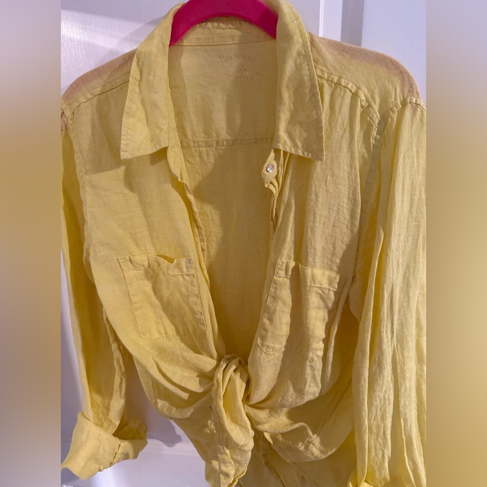 Lilly Pulitzer yellow linen blouse